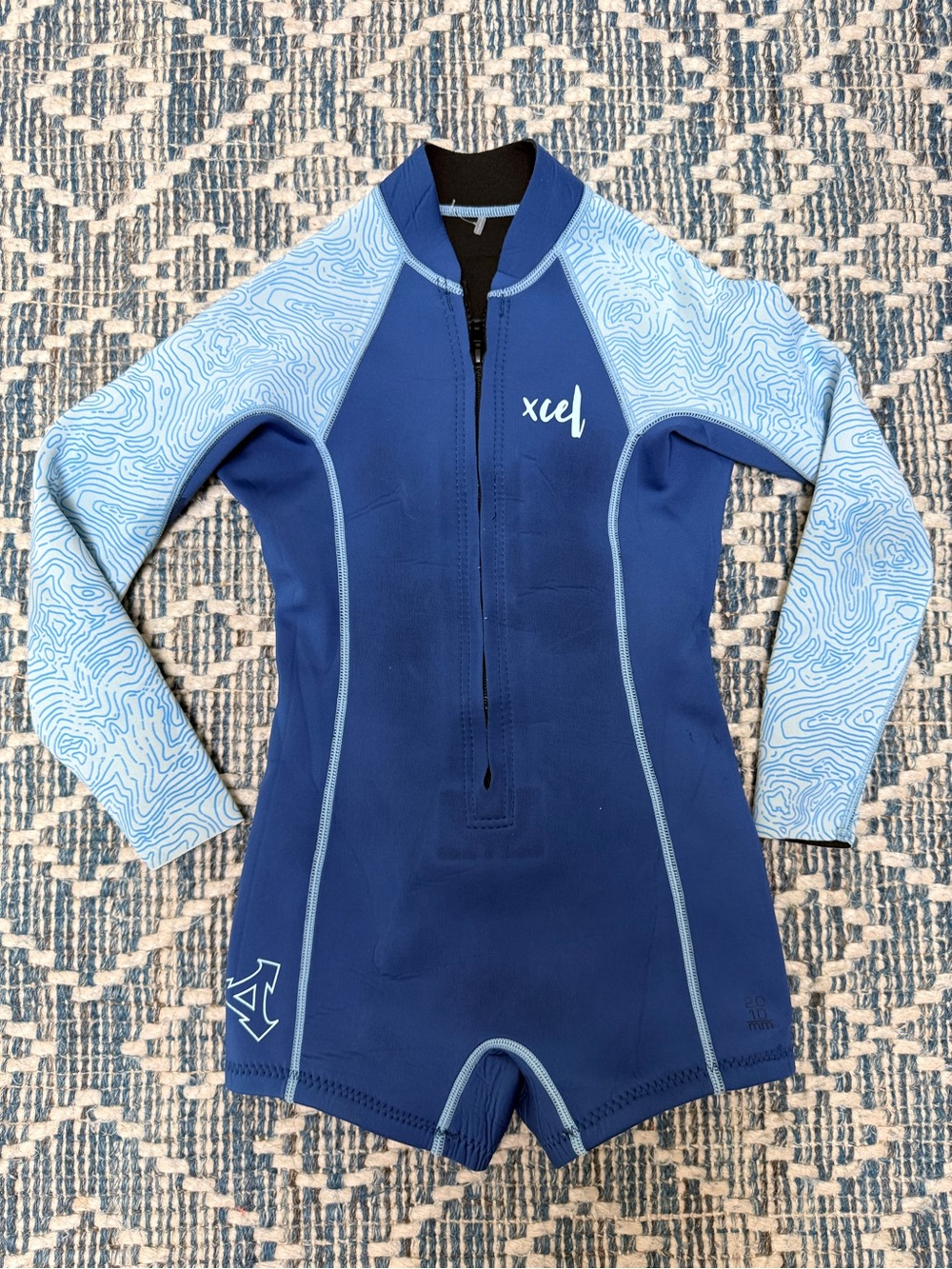 Girls' Xcel Ocean Ramsey Long Sleeve Swim Suit, rash guard, wetsuit | size 8